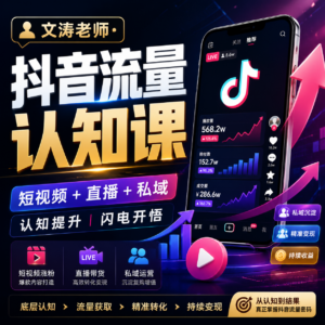 文涛老师-抖音流量认知课，短视频+直播+私域，认知提升，闪电开悟 配图