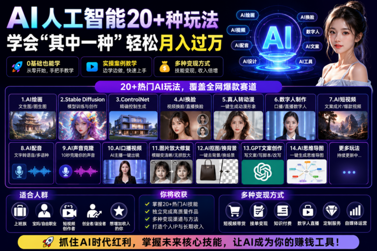 AI人工智能20多种玩法学会“其中一种”轻松月入过万“