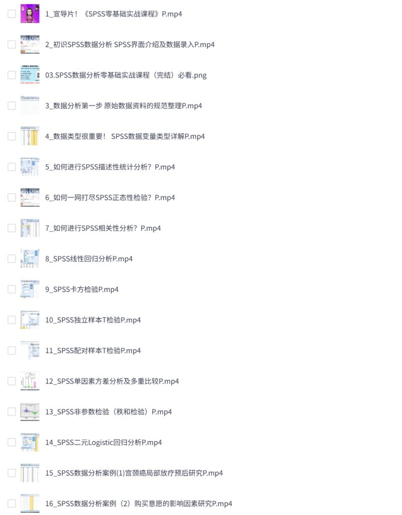SPSS数据分析零基础实战课程(完结)